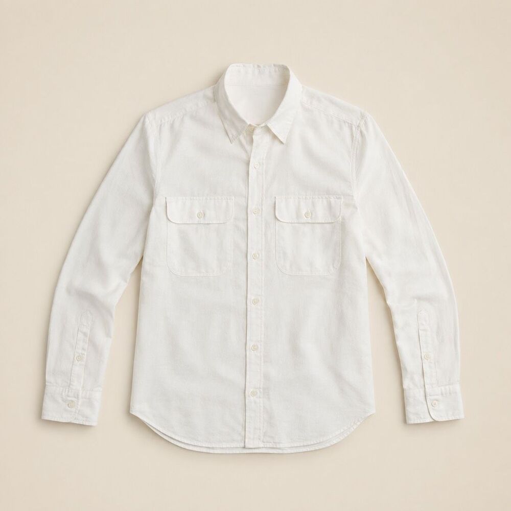 J.Crew Boy White Cotton Linen Button Down Shirt Size 6 Long Sleeve